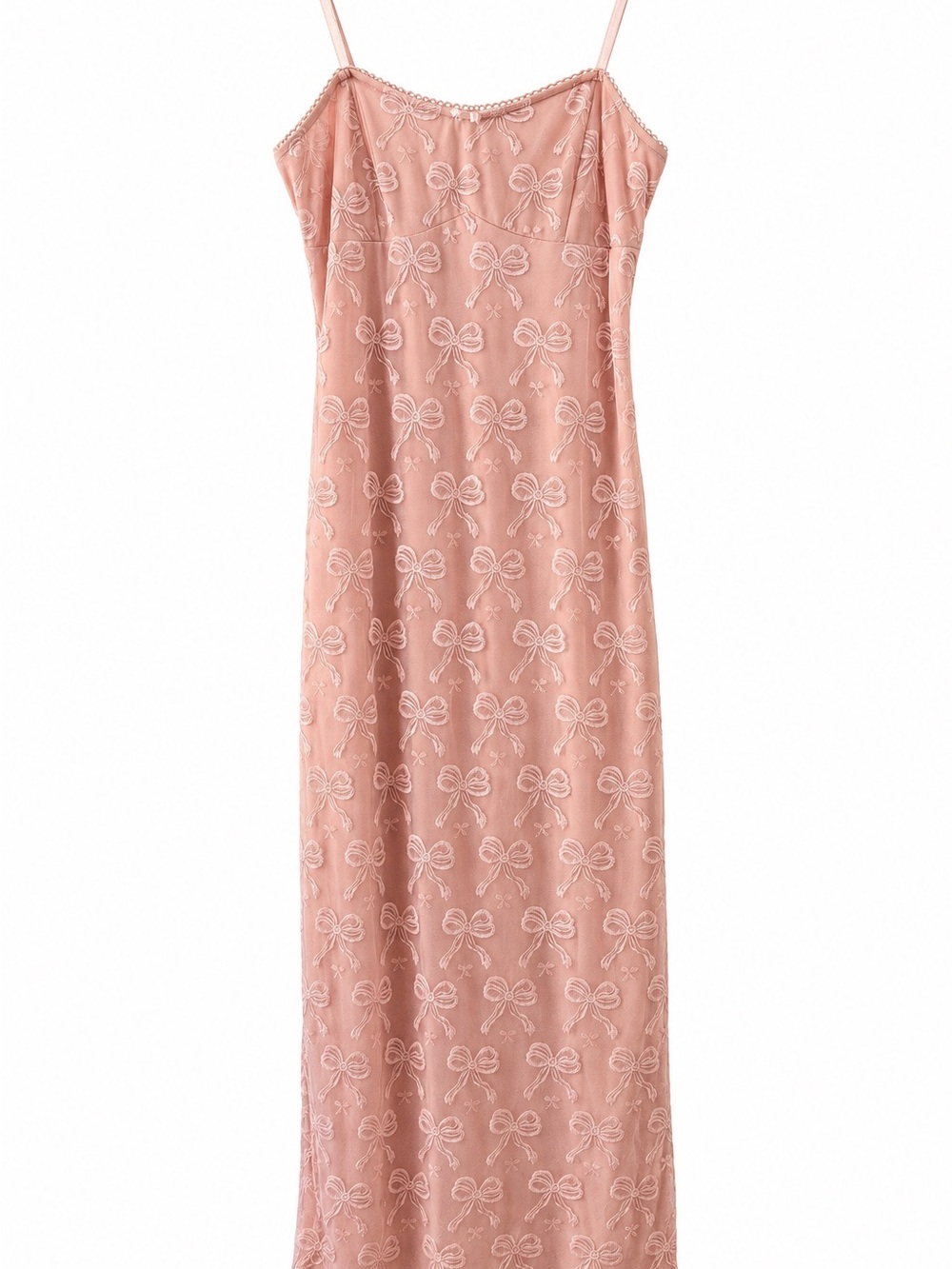 Bailey Rose Pink Bow Lace Maxi Slip Dress Size Medium Coquette
